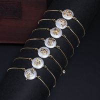 Wholesale Charm Bracelets Rainbow Mix Cz Paved Tiny Cute Animal Flat Round Pearl Connector Gold Dainty Link For Woman Daily Jewelry