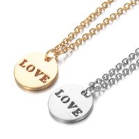Wholesale Chains L Stainless Steel Style Love Letter Charm Necklace Gold Tone Heart Round Tag Pendant Long Chain