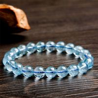 Wholesale Beaded Strands mm Genuine Blue Natural To Paz Bracelets Women Femme Clear Stretch Crystal Quartz Round Bead Bracelet