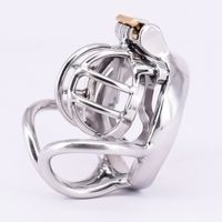 Wholesale Mini Chastity Cage with Anti off Ring Short Stainless Steel Male Cockring Curved Testicle Restraints Devices