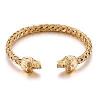 Wholesale Bangle Gold L Stainless Steel Biker Skull Skeleton End Open Women Men Fashion Cable Wire Chain Bracelet