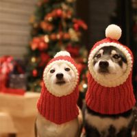 Wholesale Woolen Christmas Knitted Pet Dog Cat Hats Lovely Winter Puppy Dog Costume Cute Head Dress Hat Size XS S M L XL