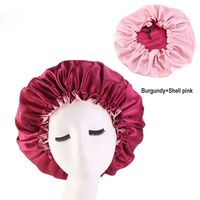 Wholesale Fashion Silk Sleeping Cap Satin Bonnet For Beautiful Hair Double Size Wear Extra Large Round Cap Colors