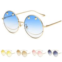 Wholesale Fashion Women Sunglasses Smiley Design Sun Glasse Alloy Frame Goggles Anti UV Spectacles Round Frames Eyeglasses Ornamental A