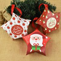 Wholesale Christmas Decorations Merry Candy Box Bag Star Shape Santa Claus Snowman Paper For Tree Hanging Decor Xmas Gift Ornaments