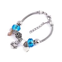 Wholesale Charm Bracelets Blue Crystal Beads Girls S Bracelet Heart Shaped Metal Adjustable Bangle Charms Drop For Women Friendship Gift