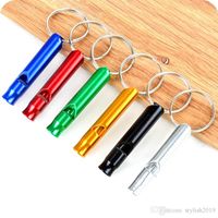 Wholesale Aluminum emergency whistle keychain camping hiking outdoor sports tools multi function training whistle Mix Colors WCW