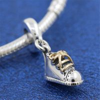 Wholesale 2020 New S925 Sterling Silver Baby Shoe Dangle Charm Bead Fits European Pandora Jewelry Bracelets Necklaces Pendants