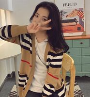 Wholesale Boys Girls Stripe Cardigan Kids V neck Knitted Long Sleeve Outwear Mother and Daughter Sweater Tops A3799