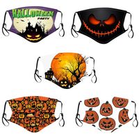 Wholesale digital printing of Halloween Pumpkin skeleton Adult Kids fashion face mask adjustable Anti dust can be washed protective mask GWB1893