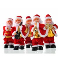 Wholesale Electric Santa Claus Xmas Singing Dancing Saxophone Doll Toy Kids New Year Gift Home Desktop Ornament EEA2024