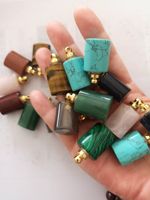 Wholesale Natural Stone Pendant Perfume Bottles Gemstone Pendant Love Wish Bottle Style Necklace Jewelry for Women Party Gifts