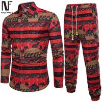 Wholesale Men Tracksuits Vintage Print Man Clothing Autumn Wear Long Sleeve Gentleman Sweat Suit Male Travel Set Linen Pants XL kg