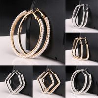 Wholesale Earrings Hoop for Women Fashion K Gold Silver Plated Nice White Pearl Hoop Earrings