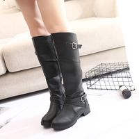 Wholesale Boots COSIDRAM Women PU Leather Knee high Autumn Winter Female Roman Style Med Heel Shoes Girls Zip SNE