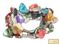 Wholesale Beaded Strands Natural quot row Baroque White Pearls Multicolor Seashell Bracelet Magnet Clasp C42 Bracelets For Women