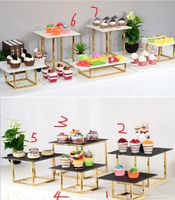 Wholesale glossy gold Iron rack with acrylic holder for party dessert candy cookie cupcake holder wedding flowers cake stand buffet banquet decoration