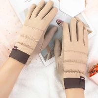 Wholesale Five Fingers Gloves Autumn Winter Women s Touchscreen Thicken Warm Cotton Down Lady s Fleece Lining Riding Driving R2582