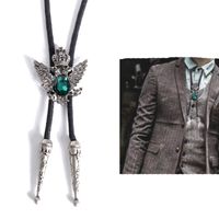 Wholesale Neck Ties Black Blue Red Crystal Bolo Tie Korean British Fashion Denim Men s Wedding Shirt Women Bow Rope Necklaces Gifts For Men