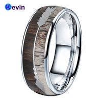 Wholesale Cluster Rings Men Women Tungsten Wedding Cool Dear Antler Ring With Zebra Wood Arrows Inlay MM Comfort Fit