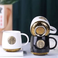 Wholesale The latest ML Starbucks mug ceramic coffee cup gift box packaging fish scale bronze support customization