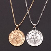 Wholesale Pendant Necklaces Drop Handmade Mens Heavy St Christopher Necklace Traveler Medallion Bible Jesus Protection Jewelry Baptism Gifts