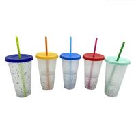 Wholesale cheapest oz Color Changing Cup Plastic Drinking Tumblers with Straw Summer Reusable cold drinks cup magic Coffee beer mugs
