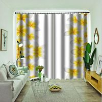 Wholesale Curtain Drapes Modern Printing Living Room Bedroom Blackout Yellow Flower Children Curtains