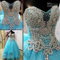 Wholesale New Arrival Strapless Luxury Crystals Blue Custom Online A Lin Wedding Dress Bridal Gown Princess Vestidos De Novia AQ142