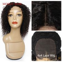Wholesale Lace Wigs Mogul Hair x4 Closure Wig Human Natural Color Brown Jerry Curly Remy quot quot Short Style Density