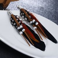 Wholesale 2022New Arrival Bohemia Style Dangle Vintage Earrings With Beads Tassels Beautiful Women Indian Plume Design Dangles Rings
