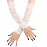 Wholesale Five Fingers Gloves TiaoBug Women Summer Sun UV Protection Arm Sleeves Floral Lace Fingerless Thin Sexy Long Mitten Female Outdoor Driving