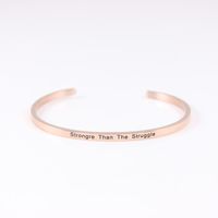 Wholesale Bangle Stainless Steel Open Rose Gold Bracelet Engraved Words Jewelry