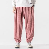 Wholesale Men s Pants Hip Hop Pink Corduroy Wide Leg Track Loose Drawstring Trousers Men Japanese Streetwear Pantalon Homme Chinos Casual