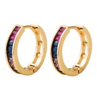 Wholesale Hoop Huggie Models Ins Earrings Women s Copper Micro set Color Zircon Exquisite Rainbow Series Trend