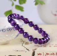 Wholesale 8mm Round Shape Genuine Natural Purple Amethyst Crystal Round Gemstone Beads Bracelet for Man Woman Stretch Bracelet