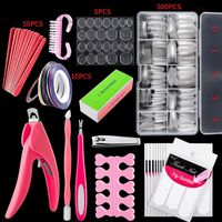Wholesale 12IN1 Acrylic French Tips Natural Clear White Nail Art Full Half Tips Cutter Clipper Polish File Glitte Sticker Glitter Tools DIY SET