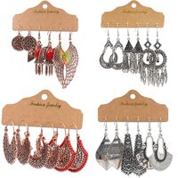 Wholesale Dangle Chandelier Pairs set Vintage Earrings Set Bohemian Ethnic Retro Antique Copper Alloy Hollow Geometric For Women