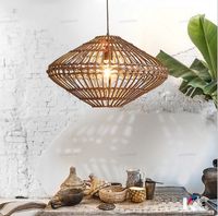 Wholesale Southeast Asian vintage rattan hand woven new Chinese tea room E27 creative wicker decoration restaurant lighting pendant lamp