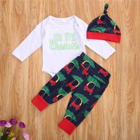 Wholesale Clothing Sets Baby Girl Boys Clothes Unique Letter Long Sleeve Romper Fashion My First Christmas Print Pants Hat Outfits Casual Se