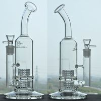 Wholesale Double Showerhead Percs Bong Bubble Glass Bongs Function Dab Rigs Glass Water Pipes Colored Inline Bong with mm joint