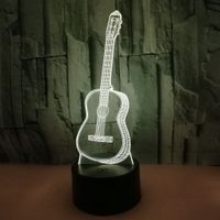 Wholesale 3D Night Lights LED Lamp D Illusion Night Lights W Guitar Colors Changing for Wedding Christmas bedroom living room art decor