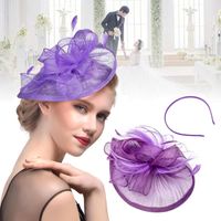 Wholesale Stingy Brim Hats Fascinators Hat For Women Party Headband Wedding Cocktail Black Red Flower Mesh Feathers Hair Clip