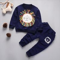 Wholesale Clothing Autumn Winter Children Cotton Underwear Long sleeved T shirt Trousers Baby Printing Clothes Pants Boy Girl Sport Suit kg