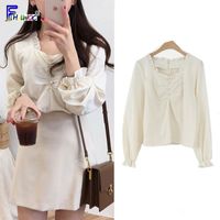 Wholesale Cute Sweet Tops Hot Women Korean Japanese Style Clothes Button Shirts Blouses Preppy Style Vintage Top Blouse camisas