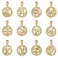 Wholesale Charms Trendsmax Constellation Zodiac Sign Rose Gold Pendant Color Horoscope Pendants GPM24