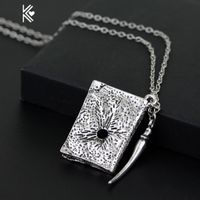 Wholesale Pendant Necklaces Movie Basilisk Fang And Tom Riddle Diary Book Notes Necklace Creative Cute Collar Chain Metal Fashion Hip hop Jewelry Cool