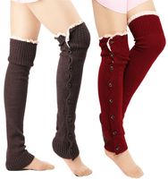 Wholesale Women Girls Buttons Down Fastening Keep Warm Knitted Gaiters Loose Wool Leg Guard Boot Booties Cuffs Socks Christmas Knit Leg Warmer E9102