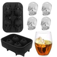 Wholesale New Dining Ice Cube Tray D Skull Silicone Mold Cavity DIY Ice Maker Household Use Cool Whiskey Wine Kitchen Tools Pudding Ice Cream Mold