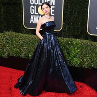 Wholesale 2020 navy blue Strapless Sequines Celebrity Dress for Golden Globe Plus Size Glitter Evening Gowns with Bow Pockets Red Carpet Dress